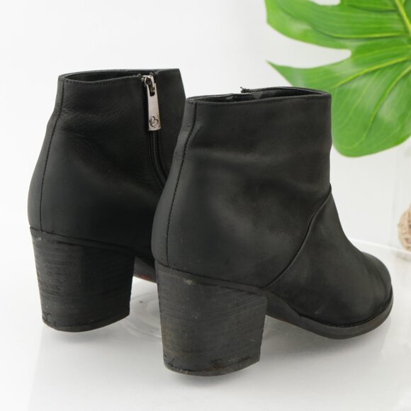Blondo Womens Nelli Boot Size 9.5 Black Leather Waterproof Mid Block Heel Bootie - Picture 3 of 13